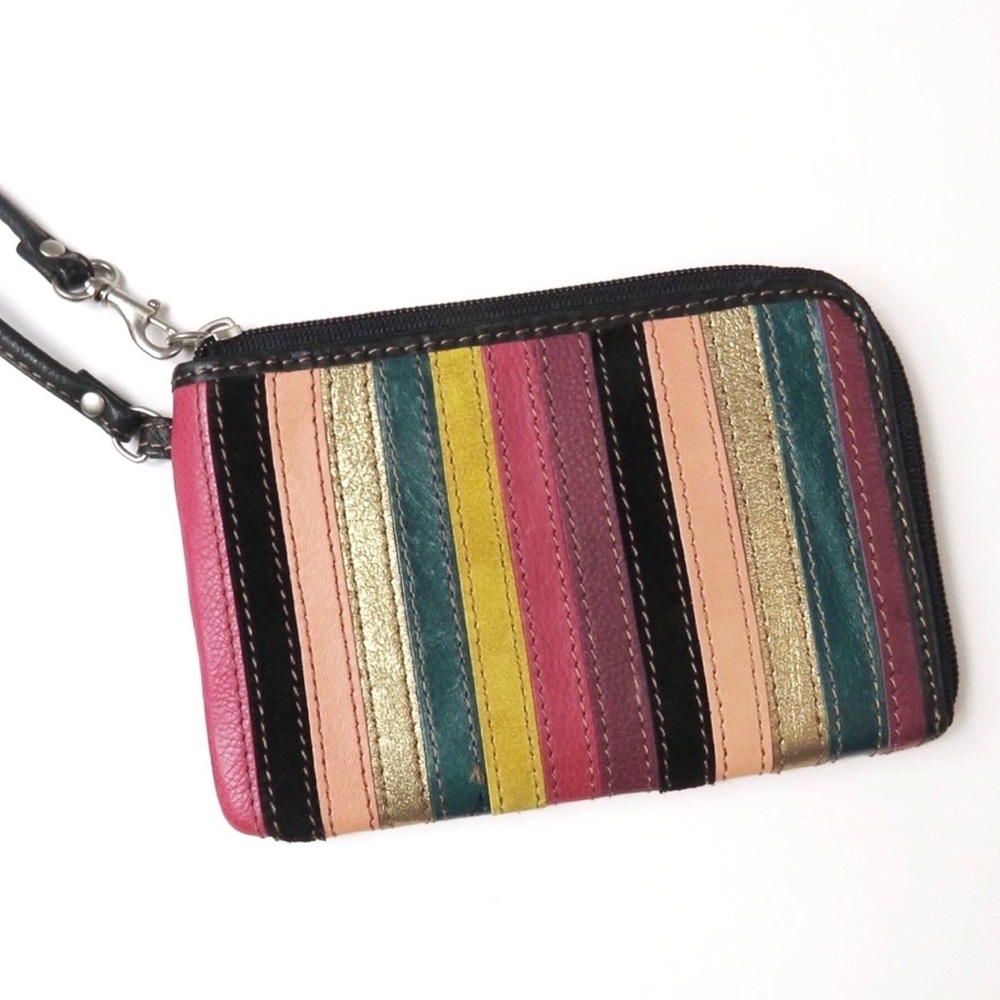 Fossil Leather Striped Wristlet Wallet